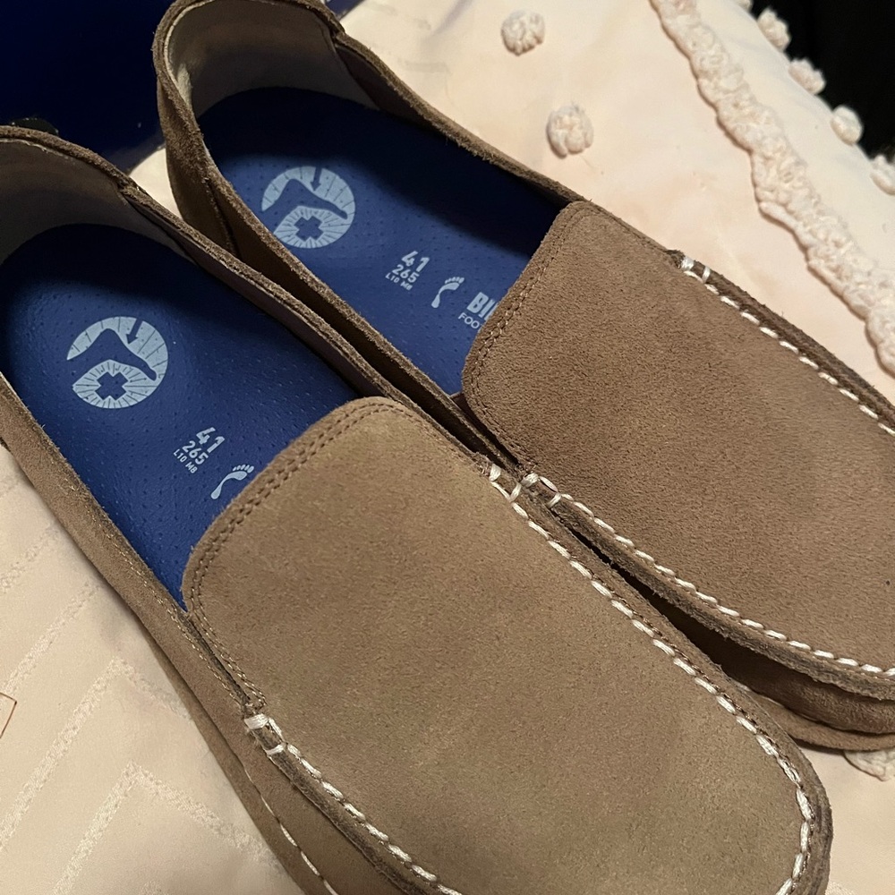 Birkenstock Utti Gray Taupe Suede Slip-Ons - Picture 5 of 7